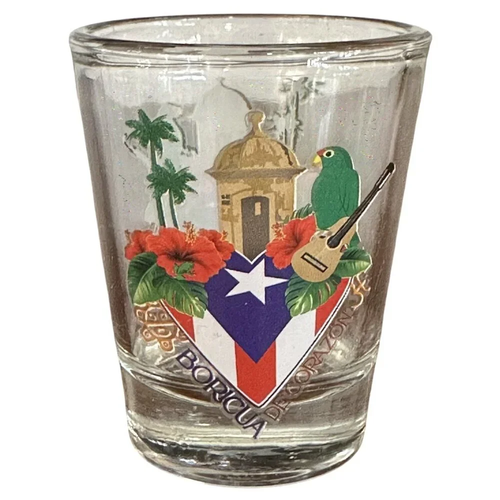Puerto Rico Shot Glass Souvenir Boricua De Corazon